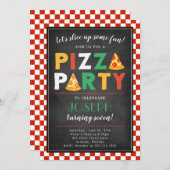 ピザパーティー誕生日パーティーの招待状 招待状 (正面/裏面)