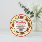 ピザパーティー誕生日パーティーの招待 招待状 (スタンド正面)