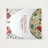 ピザパーティー誕生日フォトバックグラウンド タペストリー (正面(横))