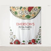 ピザパーティー誕生日フォトバックグラウンド タペストリー (正面)