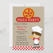 ピザパーティー誕生日ボーイ 招待状 (正面)