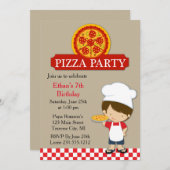 ピザパーティー誕生日ボーイ 招待状 (正面/裏面)