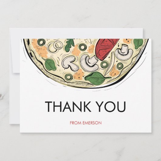 ピザパーティー誕生日感謝カード サンキューカード (正面)