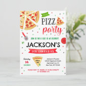 ピザパーティー誕生日招待状ボーイガール 招待状 (スタンド正面)