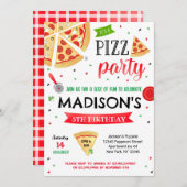 ピザパーティー誕生日招待状ボーイガール 招待状 (正面/裏面)