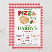ピザパーティー誕生日招待状ボーイズファストフード 招待状 (正面/裏面)