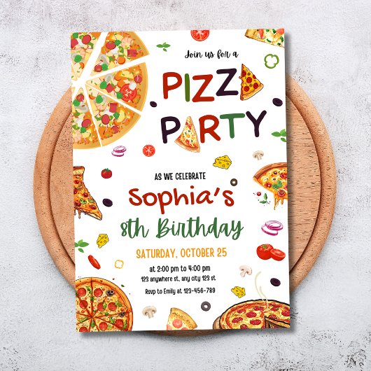 ピザパーティー誕生日招待状、ピザ誕生日 招待状