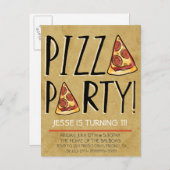 ピザパーティー誕生日招待状 子供へ インビテーションポストカード (正面/裏面)
