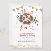 ピザパーティー誕生日招待状 招待状 (正面)