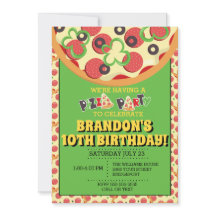 ピザパーティー誕生日招待状