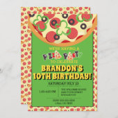 ピザパーティー誕生日招待状 招待状 (正面/裏面)