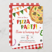 ピザパーティー誕生日招待状 招待状 (正面/裏面)