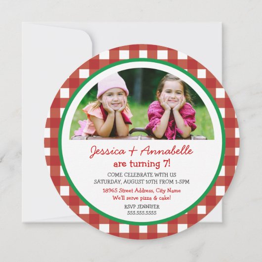 ピザパーティー誕生日招待状 招待状 (裏面)