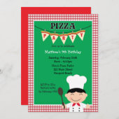 ピザパーティー誕生日招待状 招待状 (正面/裏面)