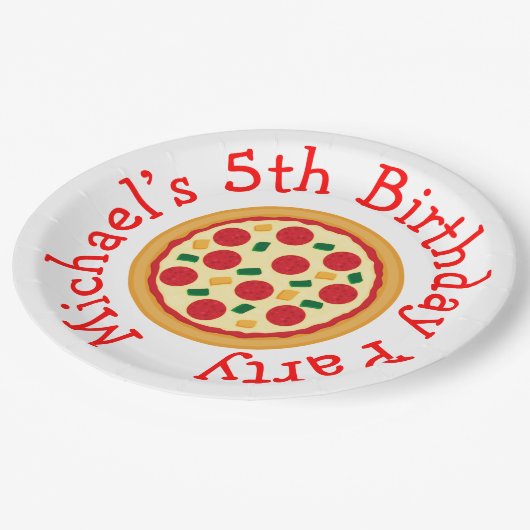 ピザパーティー誕生日 ペーパープレート (アングル)