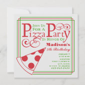 ピザパーティー誕生日 招待状 (正面)