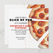 ピザパーティー誕生日 招待状 (正面/裏面)