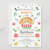 ピザパーティー誕生日 招待状 (正面)