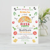 ピザパーティー誕生日 招待状 (スタンド正面)