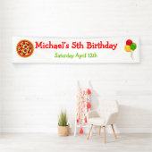 ピザパーティー誕生日 横断幕 (インサイチュ)