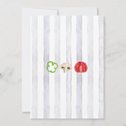 ピザパーティー赤ちゃん素朴シャワー水彩トッピング 招待状 (裏面)