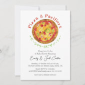 ピザパーティー赤ちゃん素朴シャワー水彩 招待状 (正面)