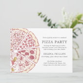 ピザパーティー25誕生日 |ストライプの招待状 招待状 (スタンド正面)