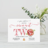 ピザパーティー2nd誕生日モダン招待状 招待状 (スタンド正面)