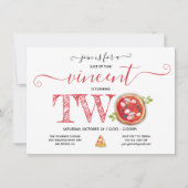 ピザパーティー2nd誕生日モダン招待状 招待状 (正面)