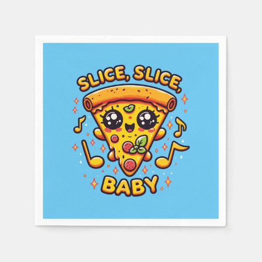 ピザパーティー おもしろい スタンダードカクテルナプキン (正面)