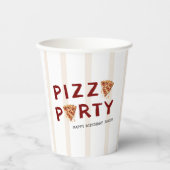 ピザパーティー キッズ誕生日 ストライプ 紙コップ (正面)