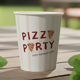 ピザパーティー キッズ誕生日 ストライプ 紙コップ