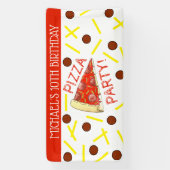 ピザパーティー!ペペローニチーズパイスライス誕生日 横断幕 (縦)