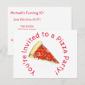 ピザパーティー 子供の誕生日招待状 インビテーションポストカード (正面/裏面)