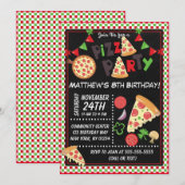 ピザパーティー 子供 誕生日パーティー 招待状 (正面/裏面)