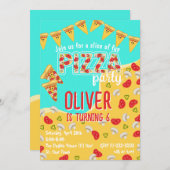 ピザパーティー 招待状 (正面/裏面)