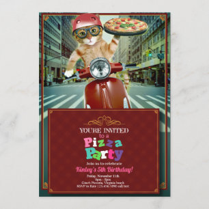 ピザパーティー!猫配信招待状 招待状