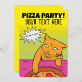 ピザパーティー 猫 キッズ オーダーメイド 招待状 (正面/裏面)