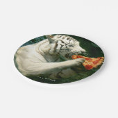 ピザパーティー-白いトラはピザを食べます ペーパープレート (アングル)