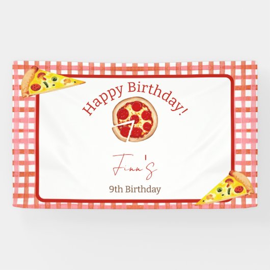 ピザパーティー 誕生日お祝い どんな年齢でも 横断幕 (横)