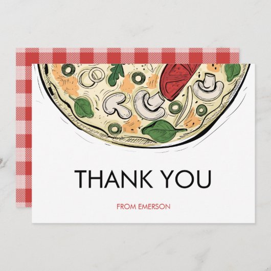 ピザパーティー 誕生日 お礼カード サンキューカード (正面/裏面)