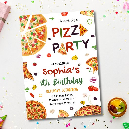 ピザパーティー 誕生日 招待状, ピザ 誕生日 招待状