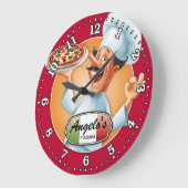 ピザパーラーピッツェリアイタリアンパーソナル化時計 ラージ壁時計 (傾斜)