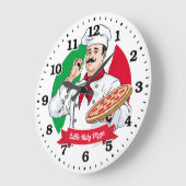 ピザパーラーピッツェリアイタリアンパーソナル化時計 ラージ壁時計 (傾斜)