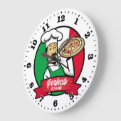 ピザパーラーピッツェリアイタリアンパーソナル化時計 ラージ壁時計 (傾斜)