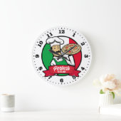 ピザパーラーピッツェリアイタリアンパーソナル化時計 ラージ壁時計 (ホーム)