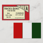 ピザビジネス赤い白い緑のカスタムカード 名刺 (正面/裏面)