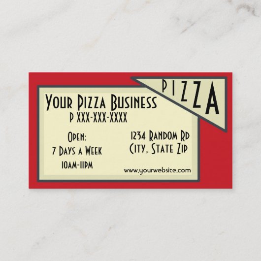 ピザビジネス赤い白い緑のカスタムカード 名刺 (正面)