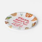 ピザビールとオムツとピザビール赤ちゃんシャワー ペーパープレート (アングル)