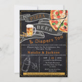 ピザビー素朴ル&おむつベビーシャワー招待状 招待状 (正面)